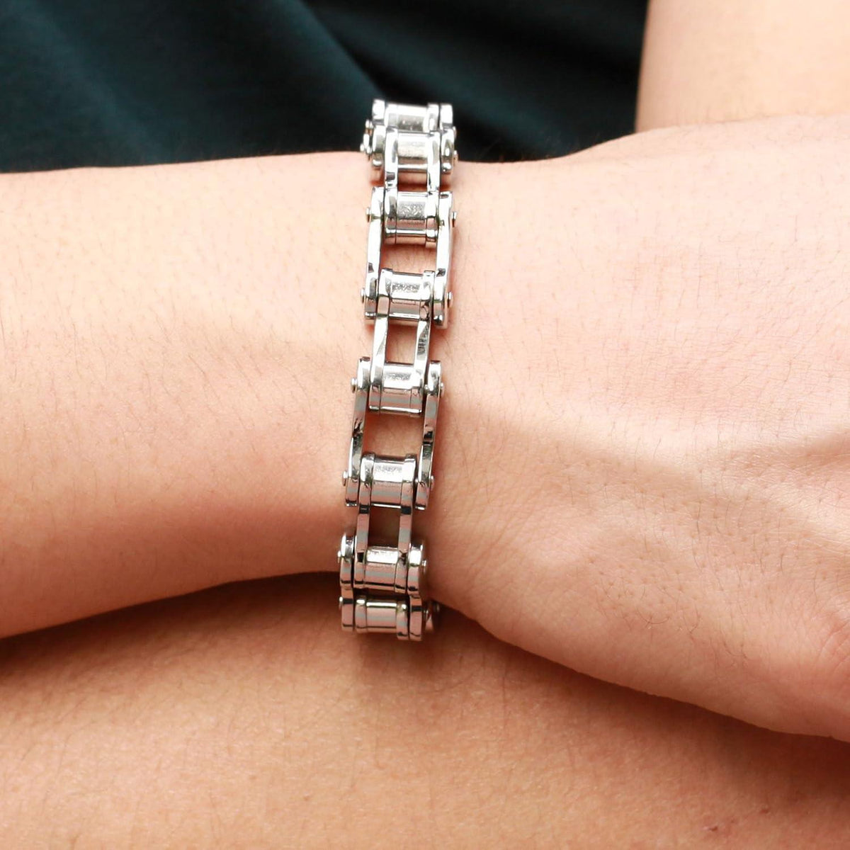 Herren Armband Edelstahl Gliederkette Biker Stil 21.5cm