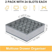 Aufbewahrungsboxen 24 Fächer faltbar für Socken & Krawatten hellgrau