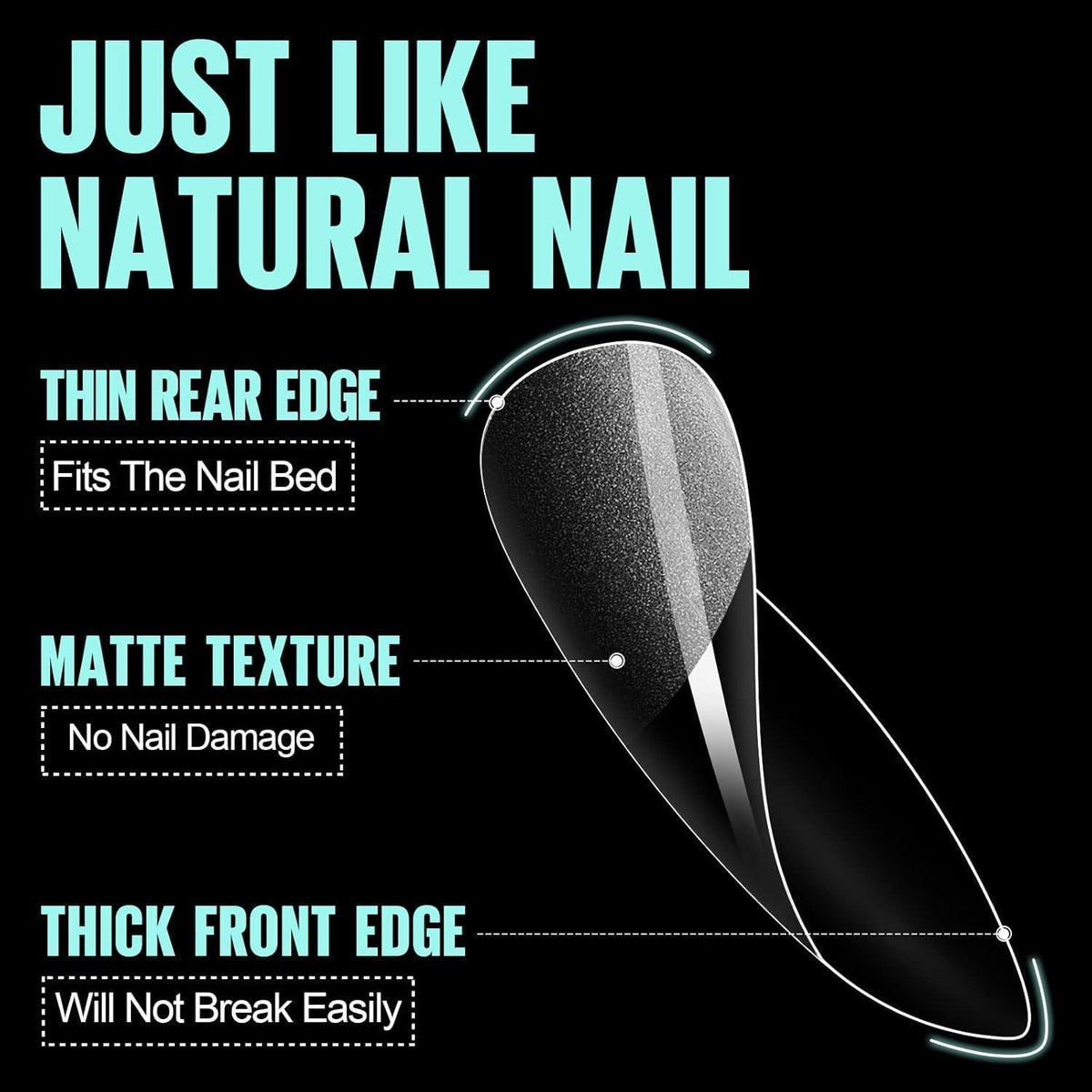 Stiletto Long Nageltips – 240 Stück, 12 Größen