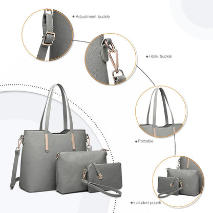 Miss Lulu Damen Handtasche Schultertasche Tote Bag 3-teilig