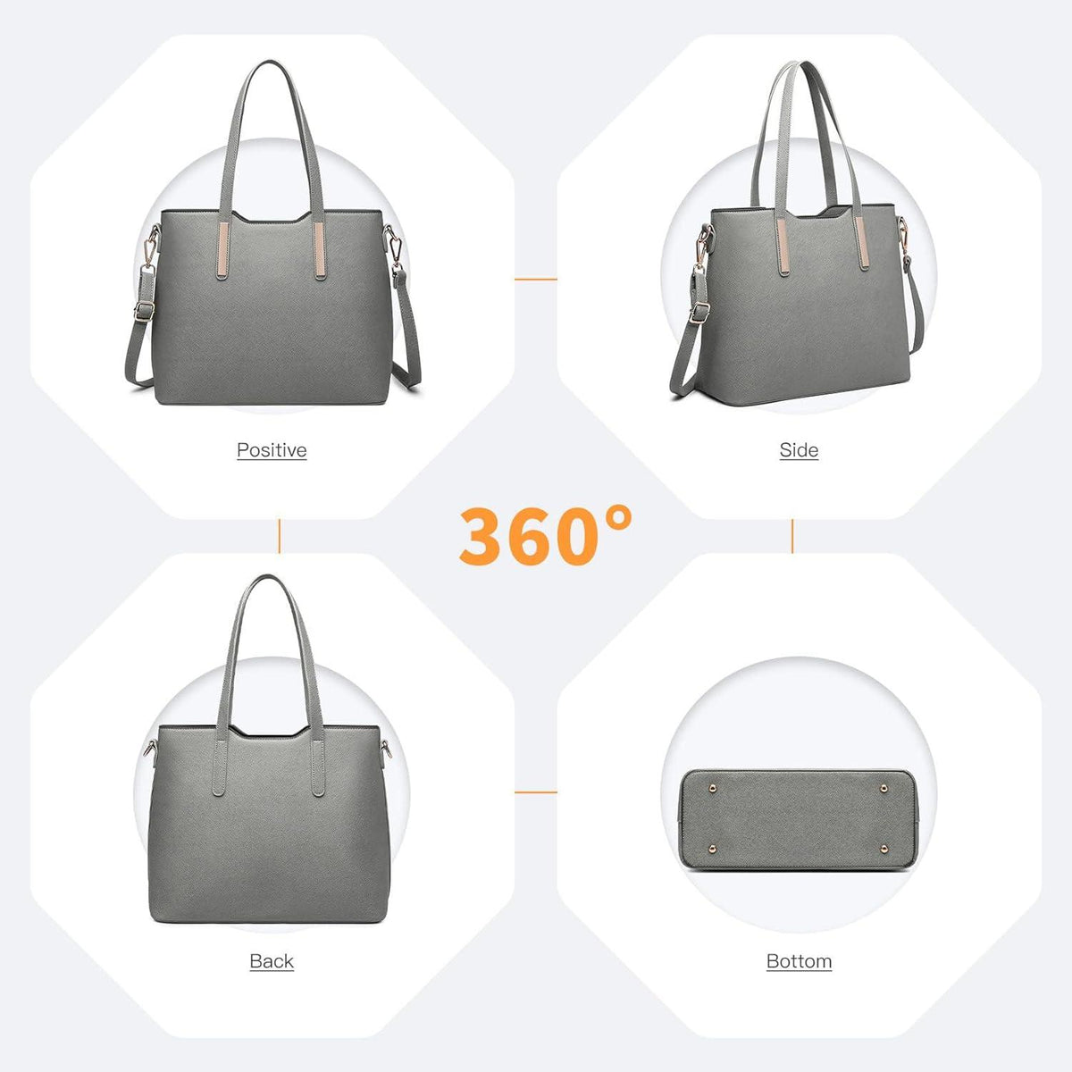 Miss Lulu Damen Handtasche Schultertasche Tragetasche 3-teiliges Set