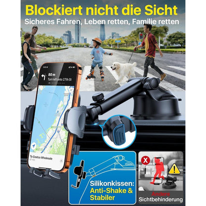 Handyhalterung Auto 360° Drehbar – Starker Saugnapf & Lüftung