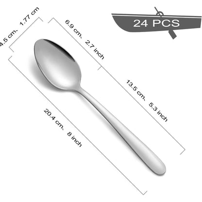 24 Stück Suppenlöffel Set Edelstahl Esslöffel Tafellöffel