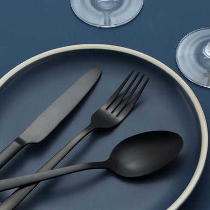 30-teiliges Besteck Set Schwarz Edelstahl für 6 Personen