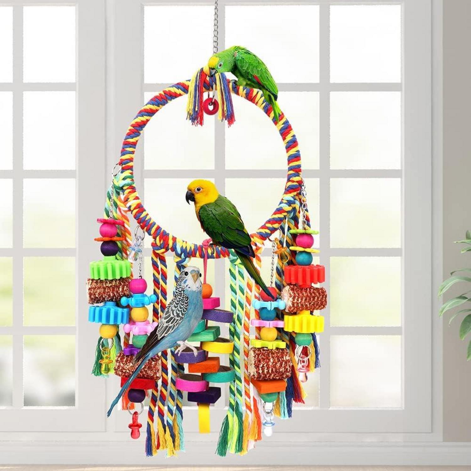 Vogelspielzeug Ringschaukel Swing Perch mit Maiskolben