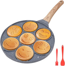 Antihaft Pancake Pfanne Induktion, 7 Löcher Smiley Gesichter