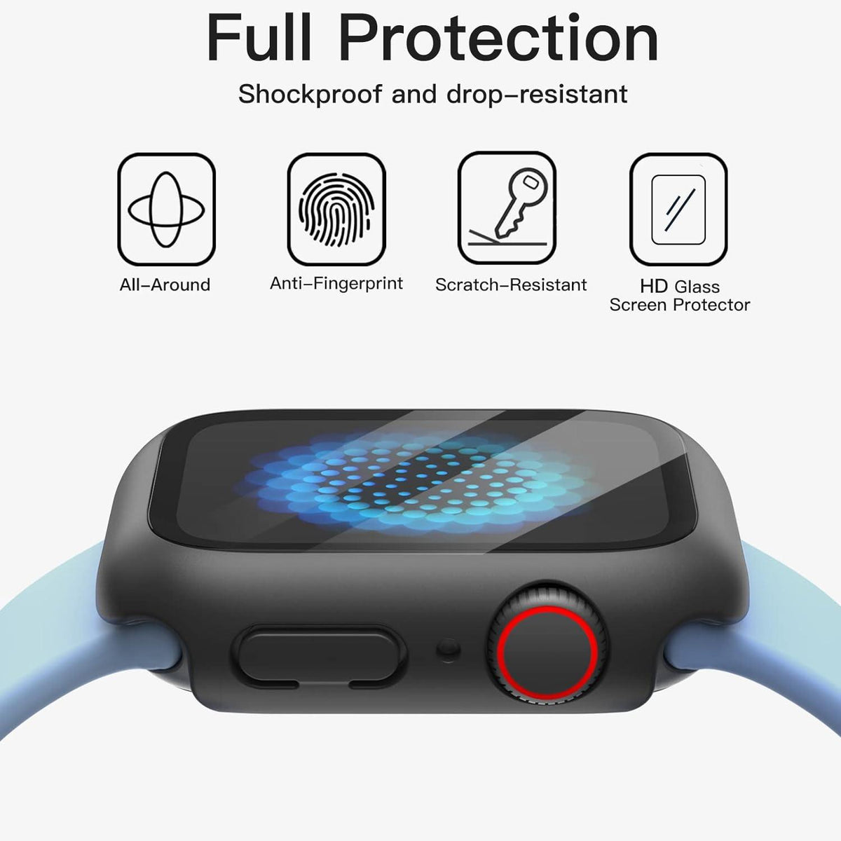 Schwarz Schutzhülle Displayschutz für Apple Watch SE 40mm - 2 Stück