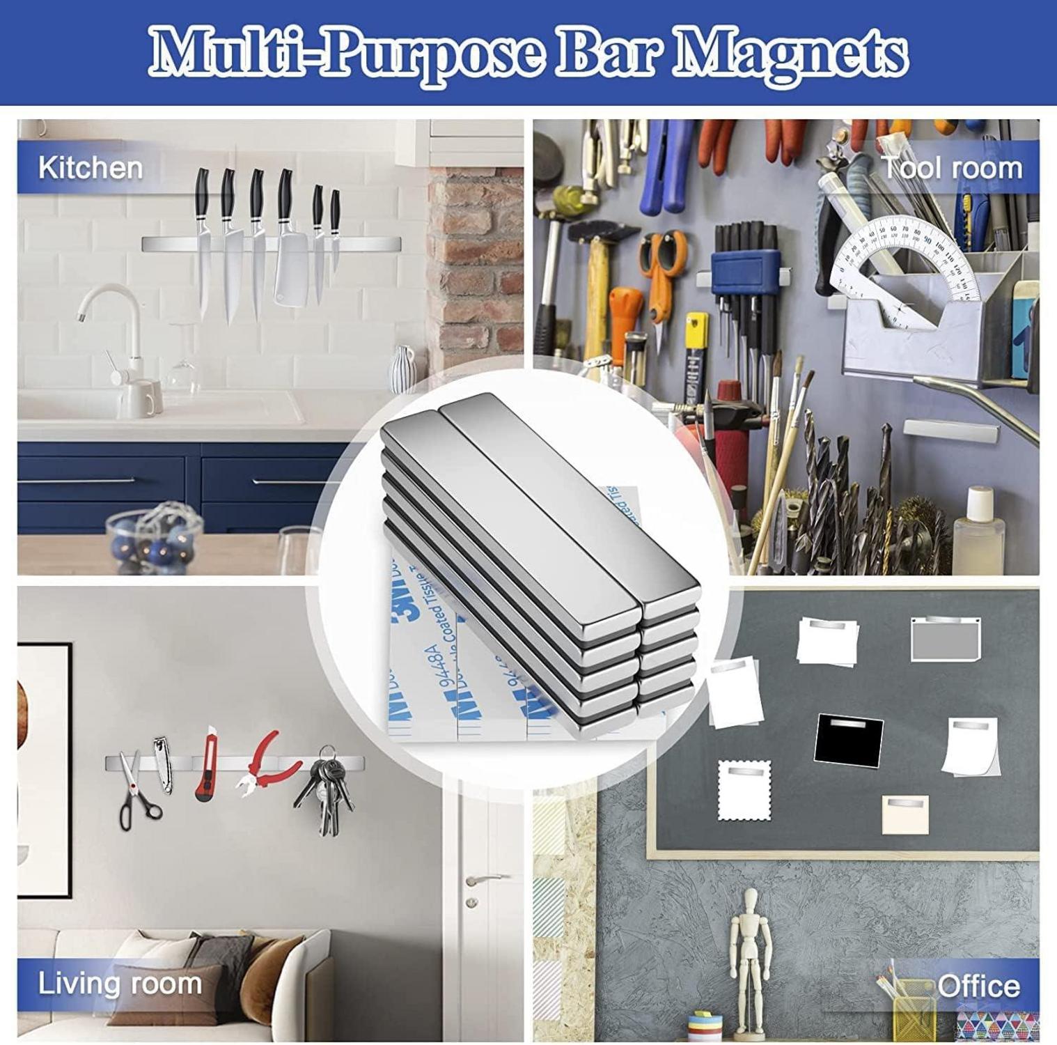 8 Neodym Magnete 60x10x5mm für Magnettafel Kühlschrank Extra Stark