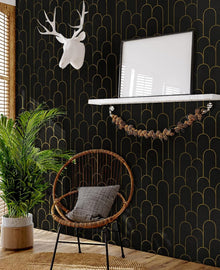 Selbstklebende Tapete Schwarz Gold 44×300cm Vinyl