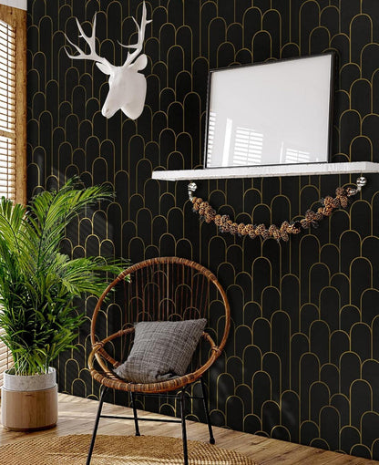 Selbstklebende Tapete Schwarz Gold 44×300cm Vinyl