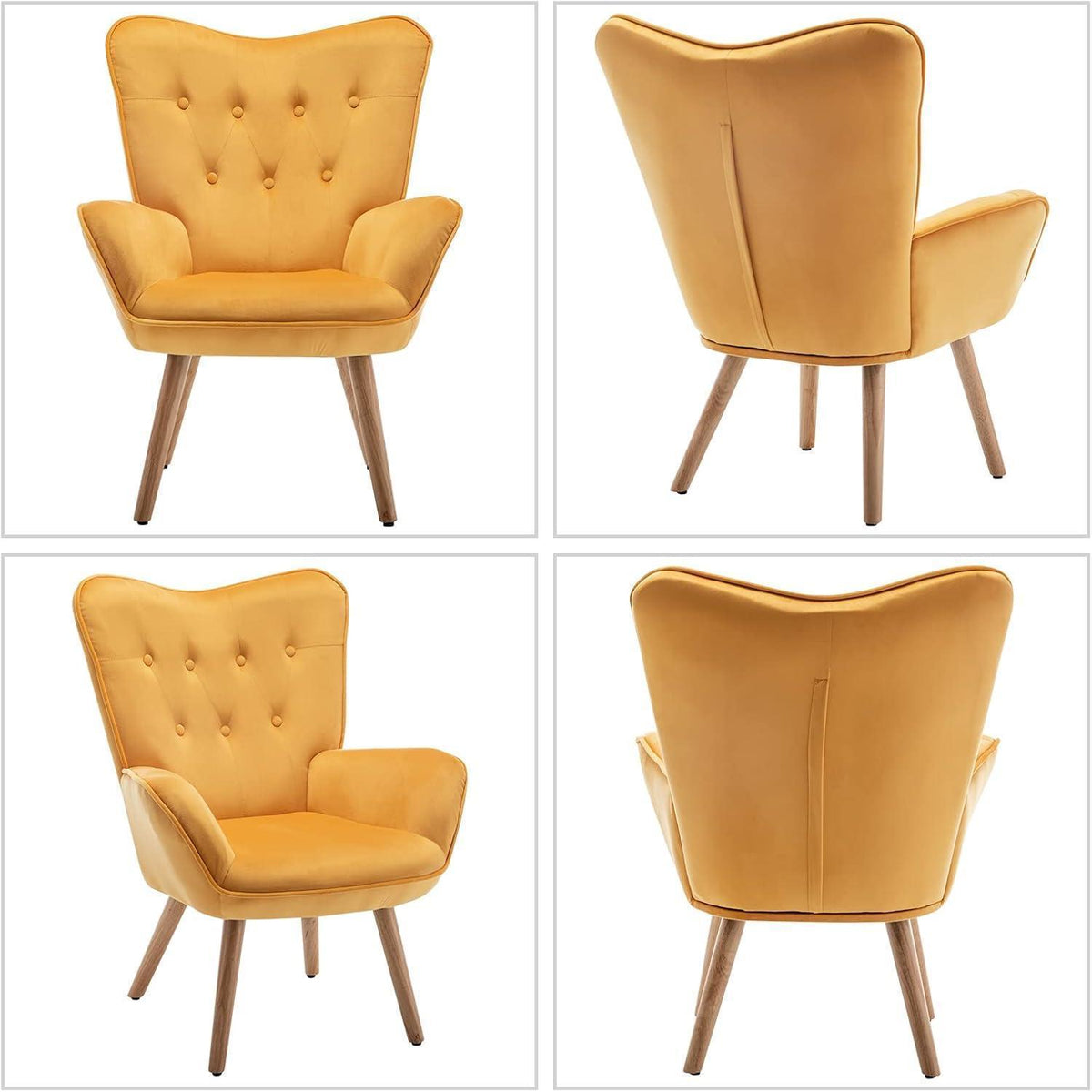 Ohrensessel mit Hocker – Gelber Samt Relaxsessel Wohnzimmer