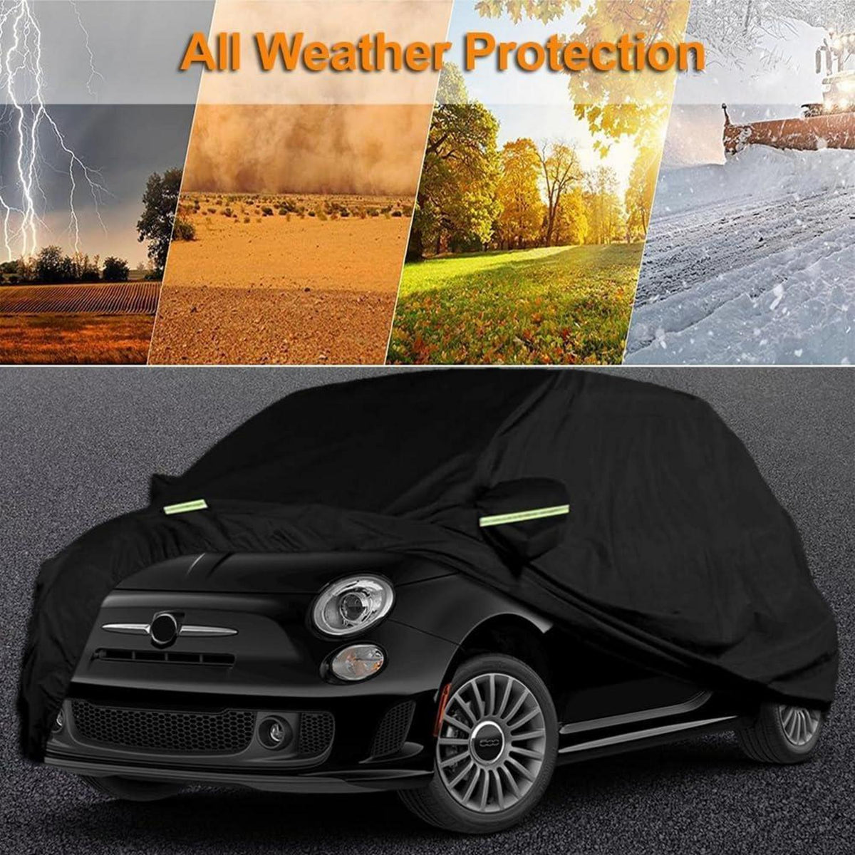 Wasserdichte Autoabdeckung Fiat 500 500C 500E Abarth 2007-2026