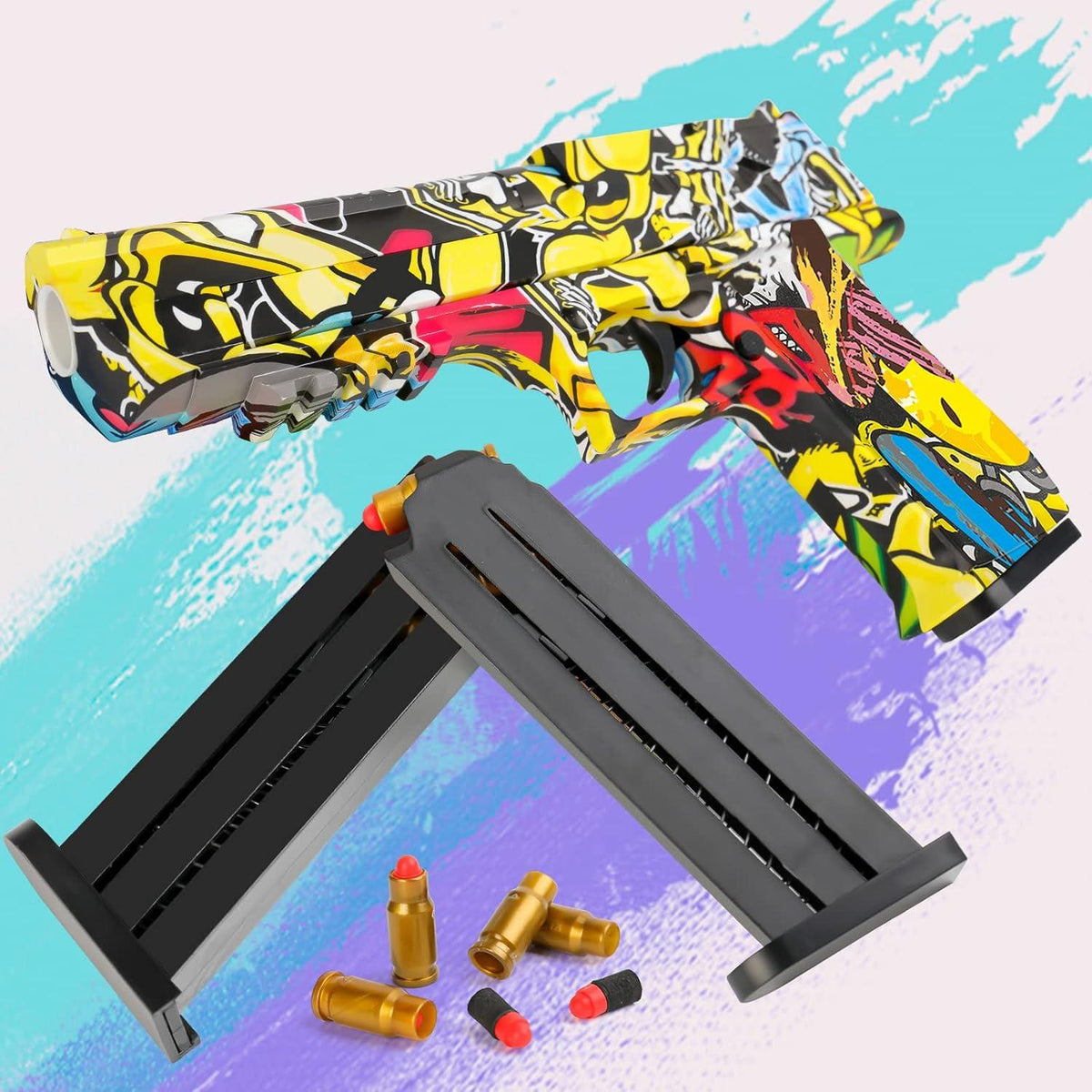 Graffiti Spielzeugpistole mit Schaumblaster und Hüllenauswurf