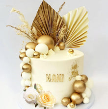 Champagner Rose Kuchendeko Set mit Palmblättern & Kugeln