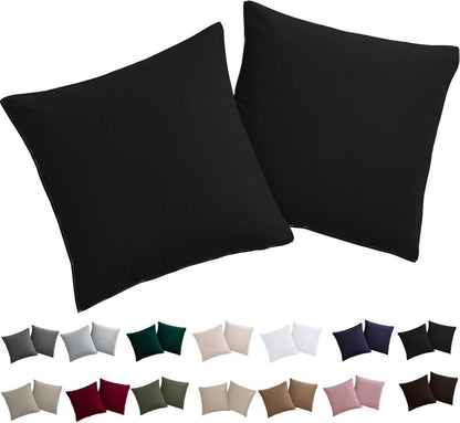 Kissenbezug 80x80 2er Set Schwarz Mikrofaser Reißverschluss Bügelfrei