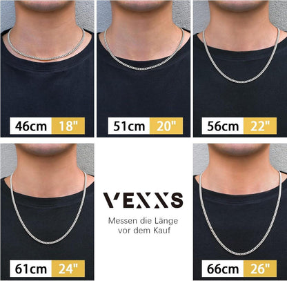 VEXXS 18K Gold Cuban Halskette Panzerkette 3/4/6mm Herren Hip Hop Nickel Frei