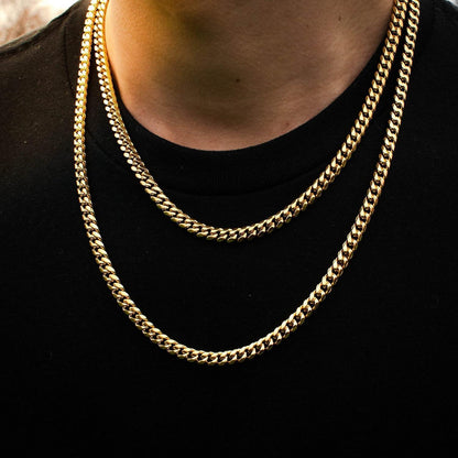 Herren Panzerkette 18K Gold beschichtet Cuban Miami Gliederkette