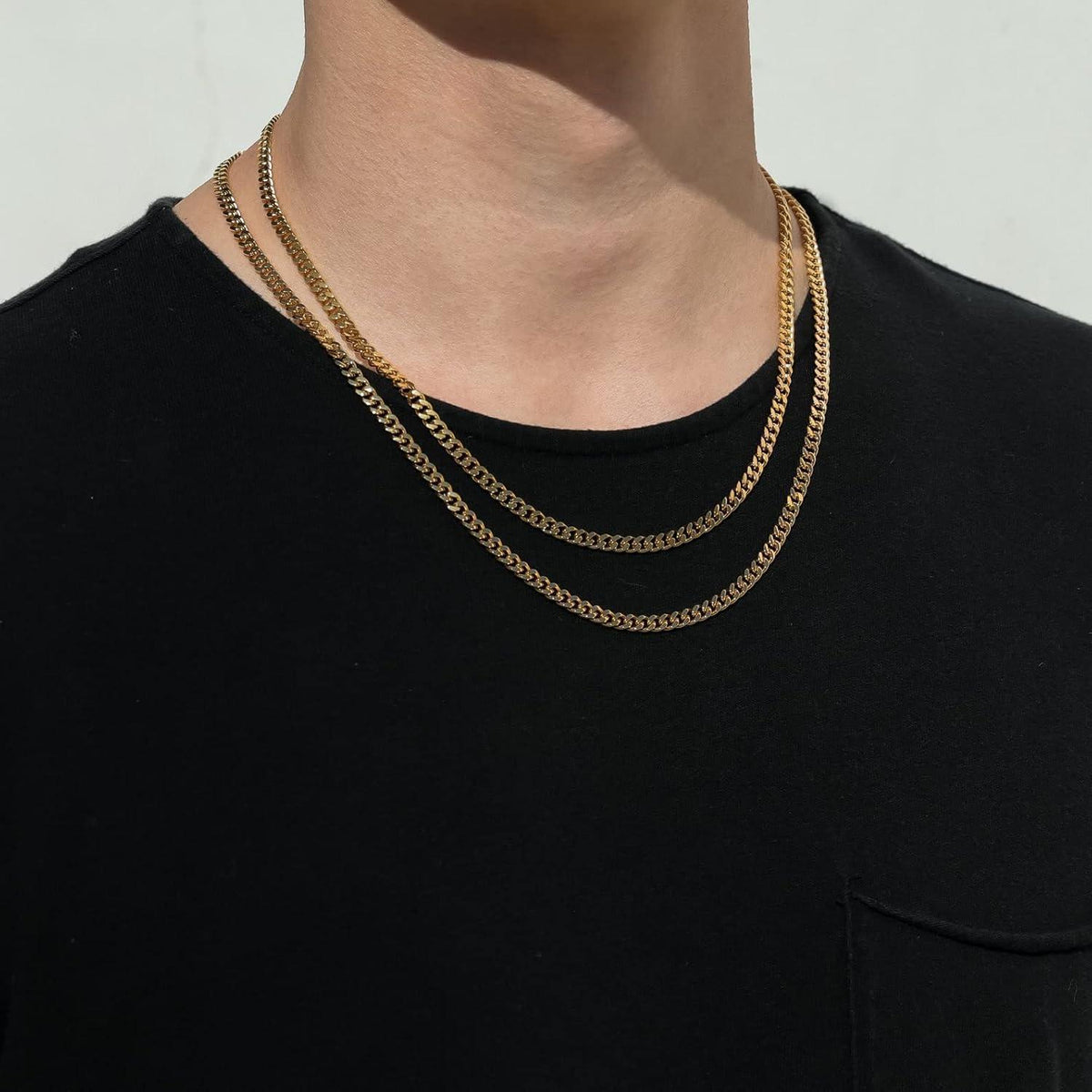 Herren Panzerkette 18K Gold beschichtet Cuban Halskette 3mm 61cm