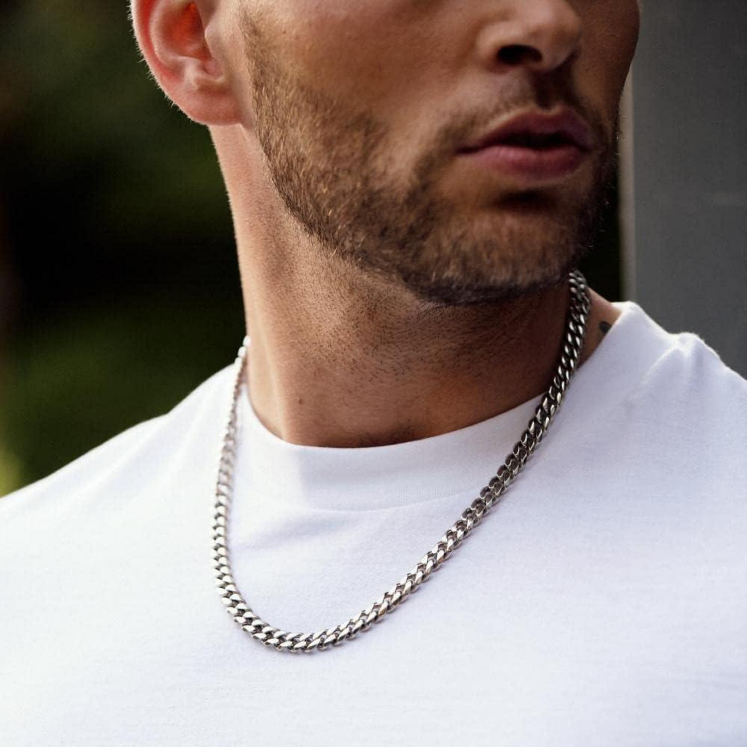 Herren Panzerkette 18K Gold Cuban Halskette Hip Hop Damen Silber