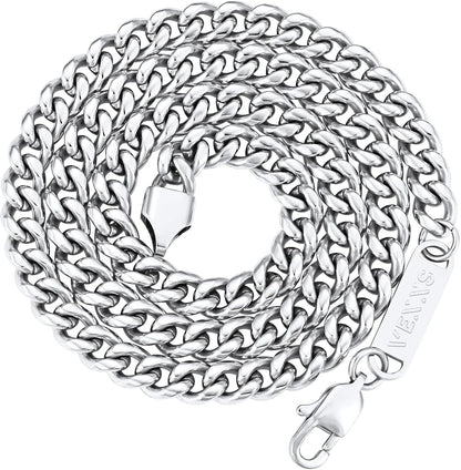 VEXXS 18K Gold Cuban Panzerkette Hip Hop Herren Damen - 6mm Silber 51cm