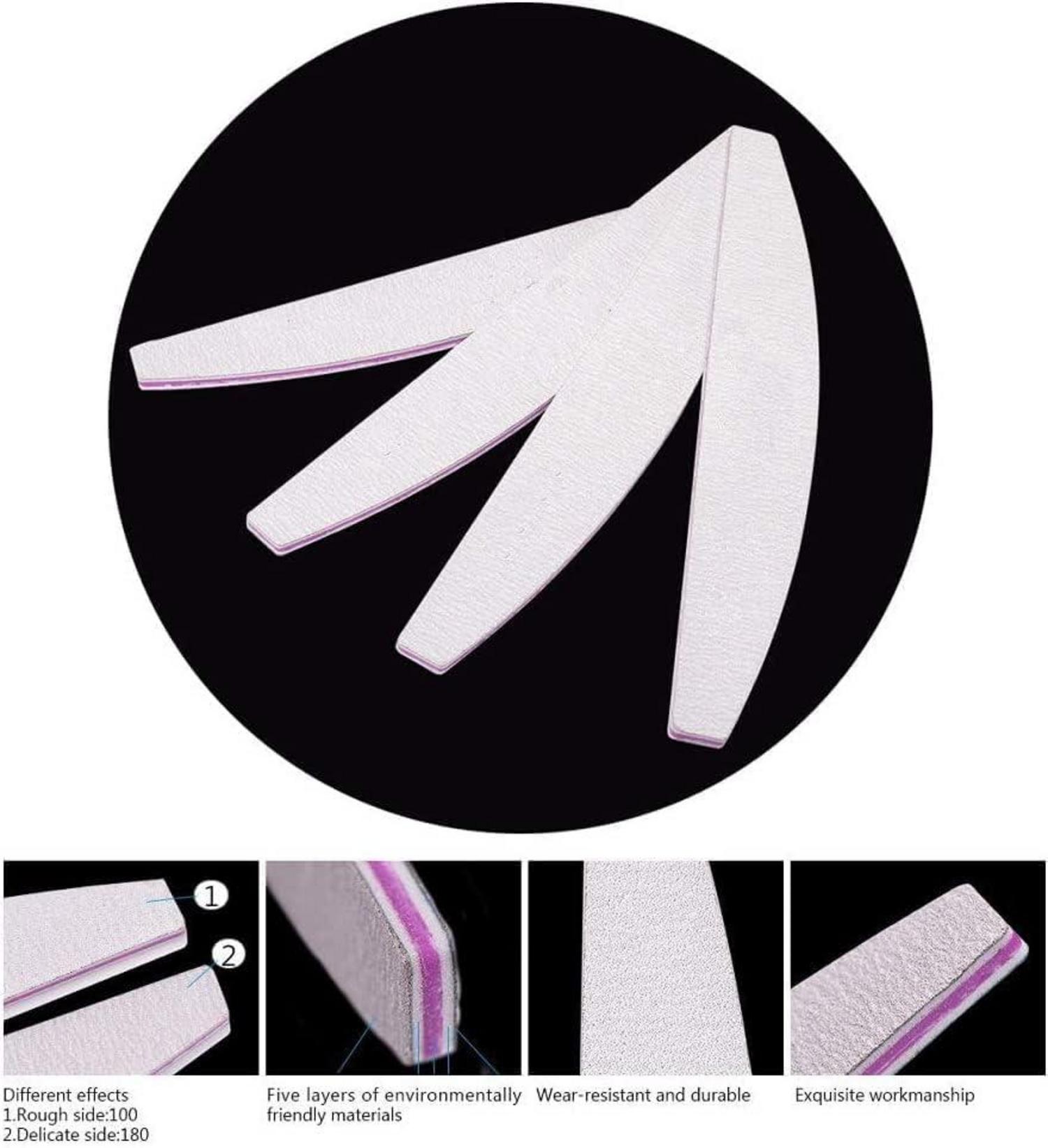 Nagelfeile 5 Stück 100/180 gelnägel Nägel-Doppelseitige Feilen Grau