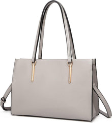 Große PU Leder Schultertasche Elegant Grau - Damen Handtasche