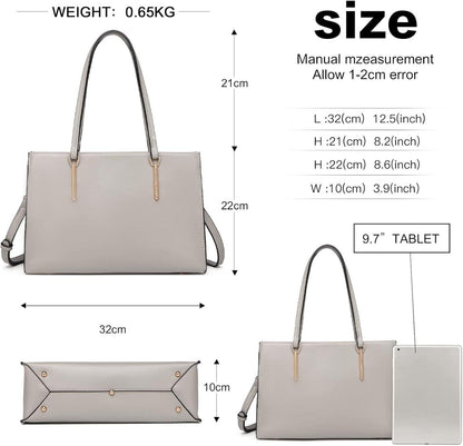 Miss Lulu Damen Schultertasche Handtasche Elegant PU Leder Umhängetasche Grau