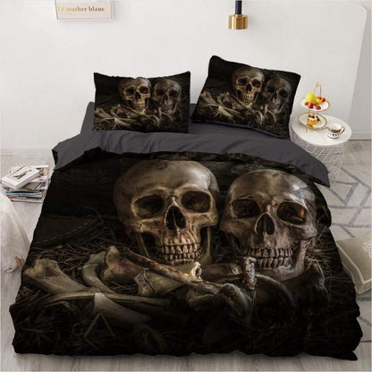 Totenkopf Bettwäsche Set 135x200cm - 4-teilig, Mikrofaser