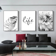 Trayosin Premium Poster Set Aesthetic Blume Feder Schwarz