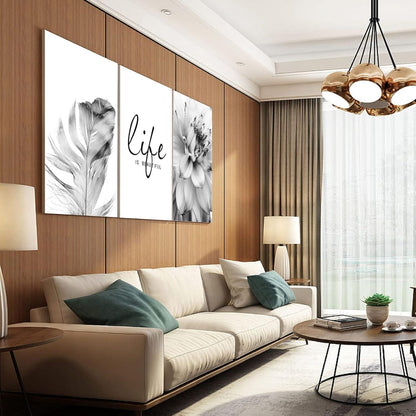 Trayosin Premium Poster Set Aesthetic Blume Feder Schwarz
