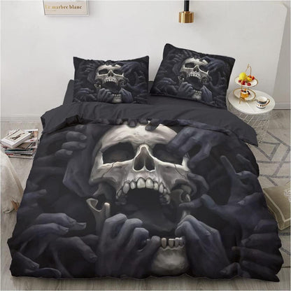 Totenkopf Bettwäsche Set 135x200cm - 4-teilig, Schädel Design