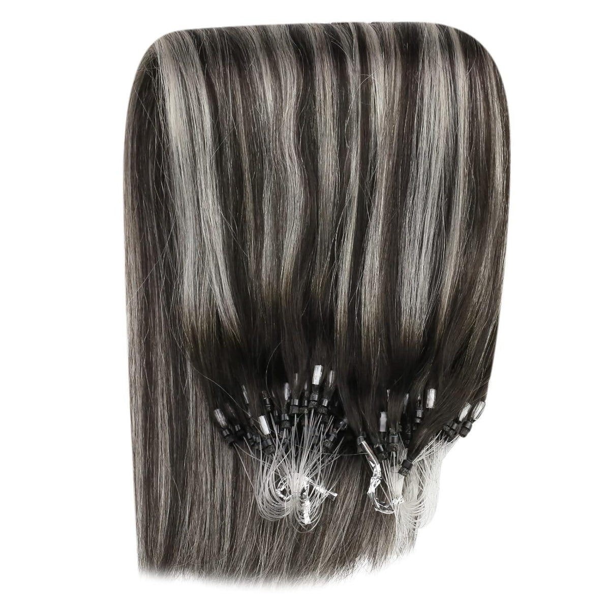Silberne Echthaar Microring Extensions 35cm - 1B/S/1B
