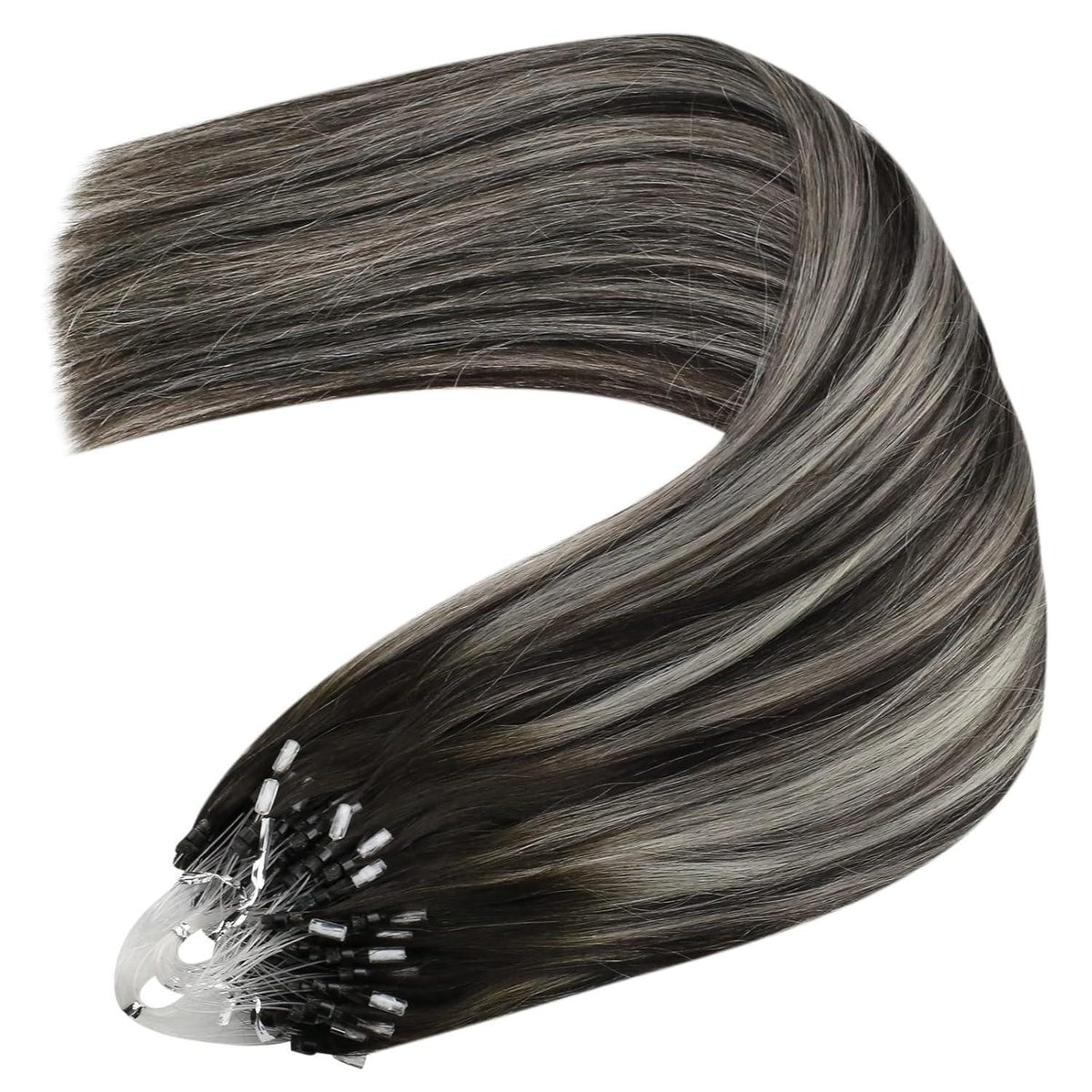 Silberne Echthaar Microring Extensions 35cm - 1B/S/1B