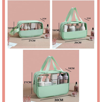 Transparente PVC Kosmetiktasche 3er Set Grün