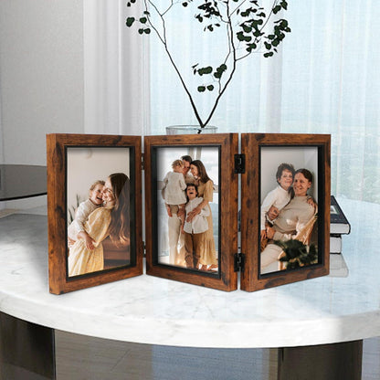 Bilderrahmen Collage Braun 13x18 Holz Scharnier Faltbar