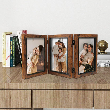 Bilderrahmen Collage Braun 13x18 Holz Scharnier Faltbar