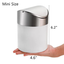 Mini-Mülleimer Set weißer Edelstahl Schwingdeckel 2 Stück