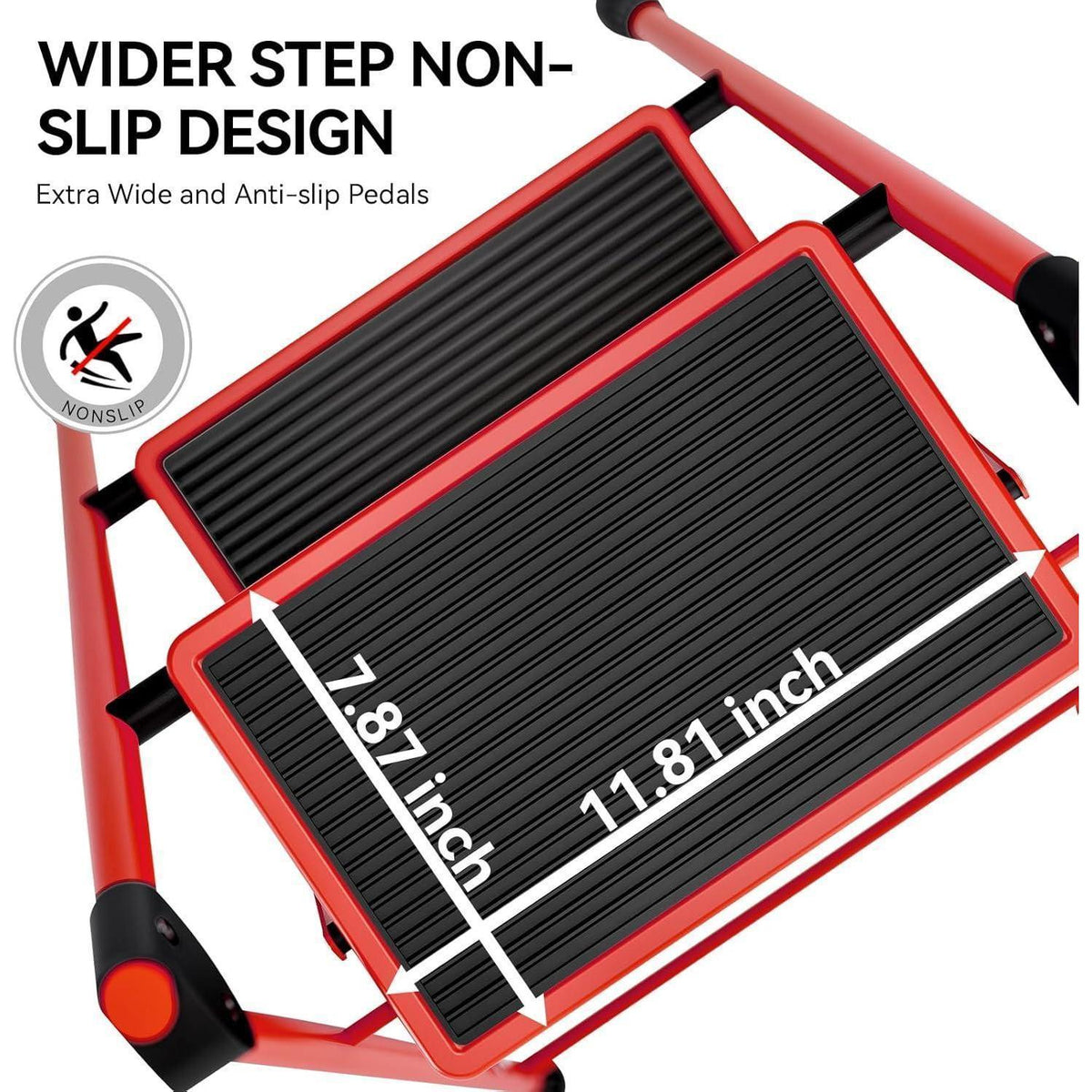 2 Stufen Klappleiter mit Handläufen – Rot