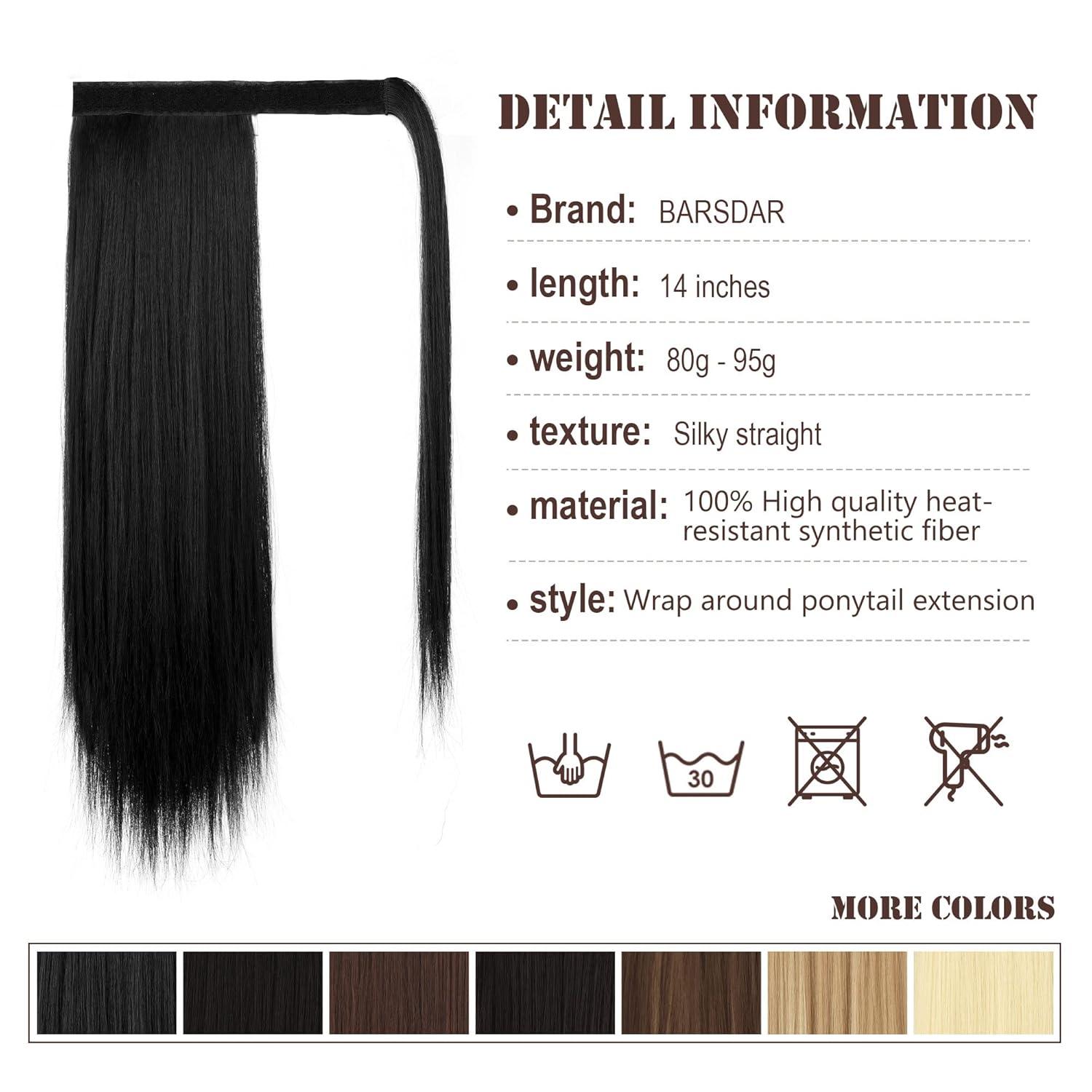 BARSDAR Pferdeschwanz Extensions 35cm glatt Haarverlängerung Zopf Haarteil