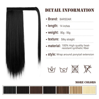 BARSDAR Pferdeschwanz Extensions 35cm glatt Haarverlängerung Zopf Haarteil