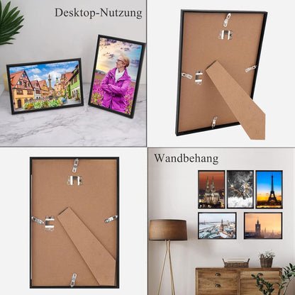 Schwarze Fotorahmen DIN A4 5er Set Plexi-Glas Portraitrahmen