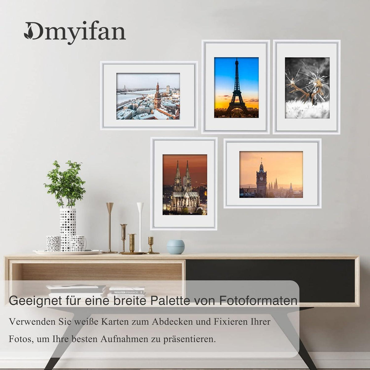 5er Set Weiß Bilderrahmen DIN A4 Plexi-Glas Portraitrahmen