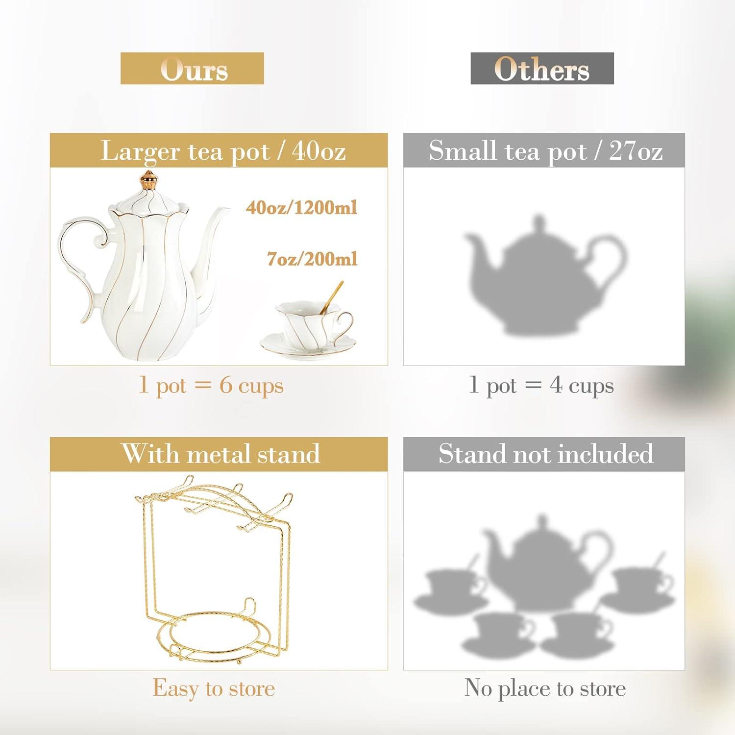 Porzellan-Tee-Set 22-teilig für 6 Personen, britischer Stil