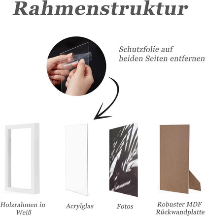 Bilderrahmen 10x15cm Weiß Holz Fotorahmen 4x6 Zoll MDF 3er Set