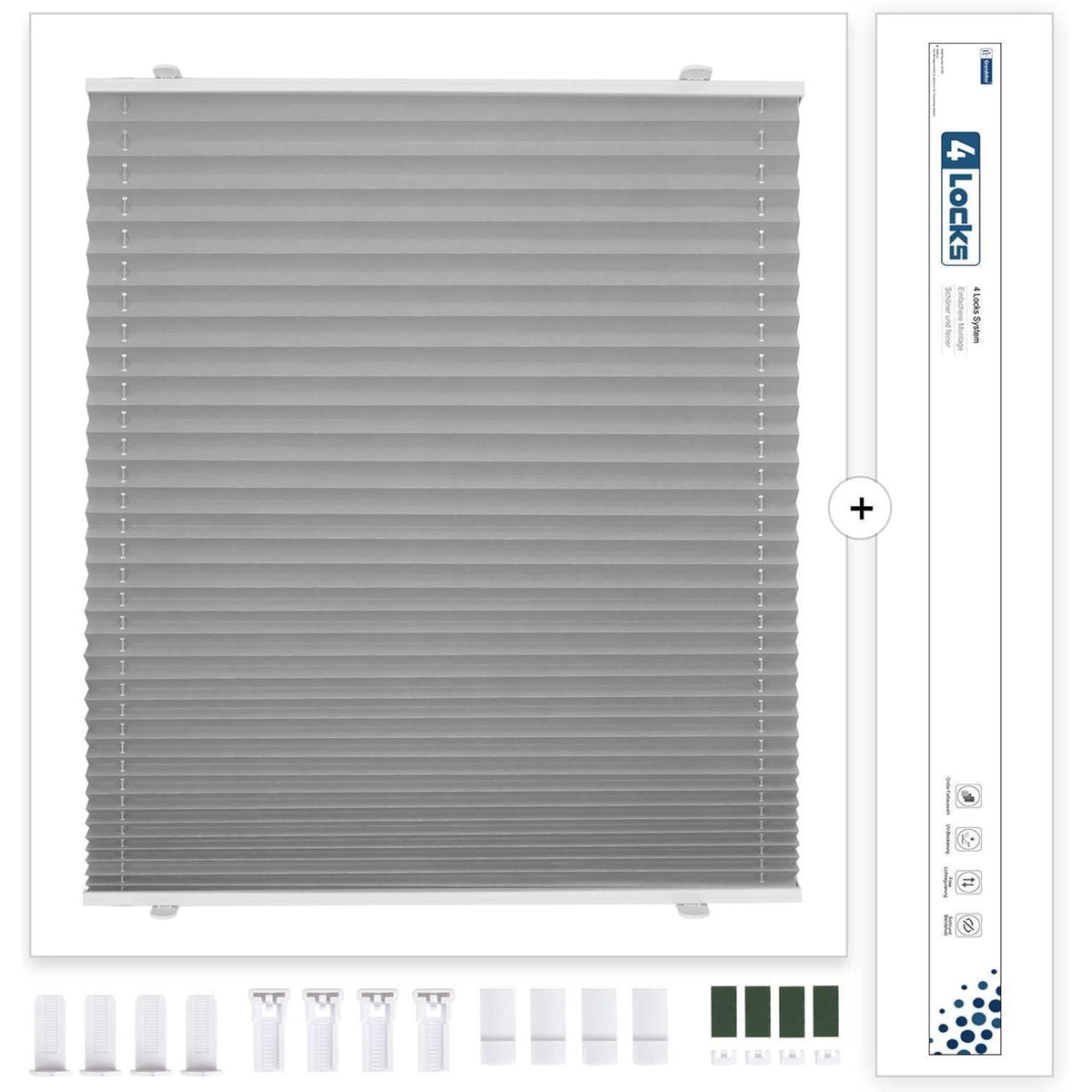 Verdunkelndes Plissee ohne Bohren Klemmfix Hellgrau 50x100 cm