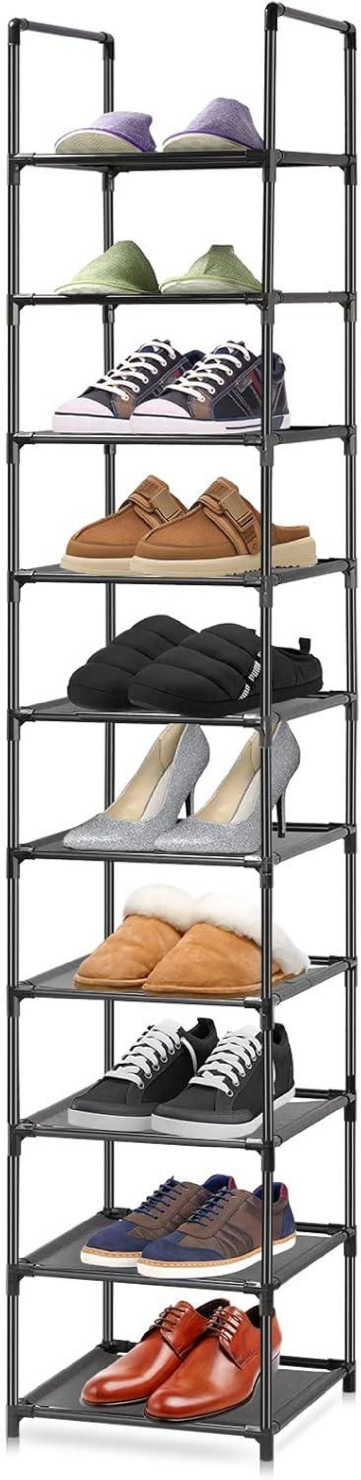 Vertikales Schuhregal 10 Ebenen freistehender Organizer Vliesstoff