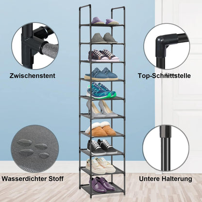 Wylnsie Vertikales Schuhregal stapelbarer Vliesstoff Metall