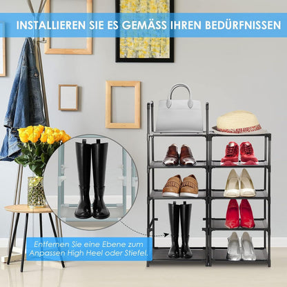 Vertikales Schuhregal 10 Ebenen freistehender Organizer Vliesstoff