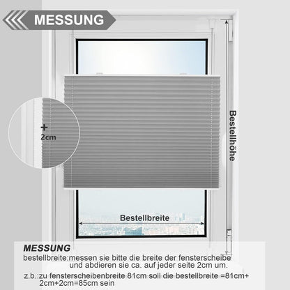 Plissee ohne Bohren Verdunkelung Klemmfix Hellgrau 85x160cm