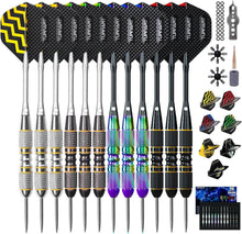Professionelle Steeldarts 12 Stück mit Dartbox Violett - Metallspitze